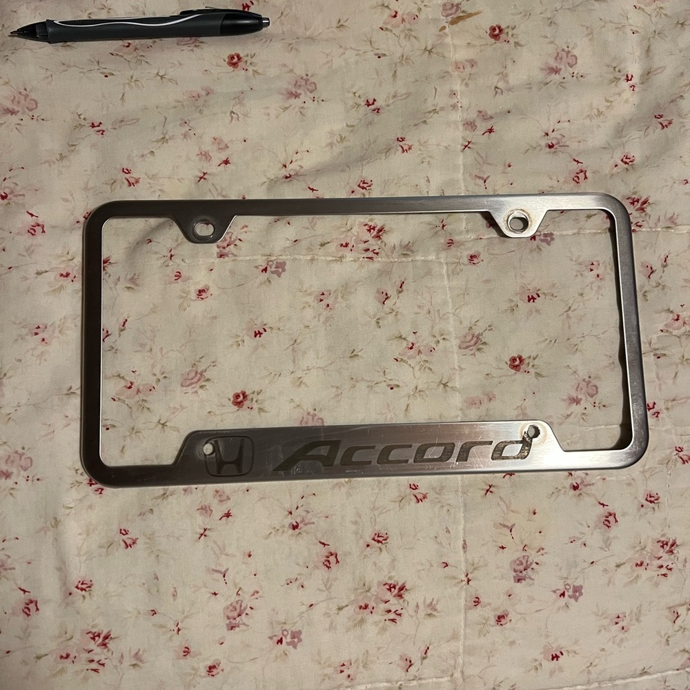 Honda Accord Silver License Plate Frame